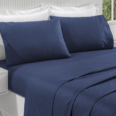 Jogo de Cama Trajanus Azul Marinho Super King 04 Peças - Dourados enxovais é boa?