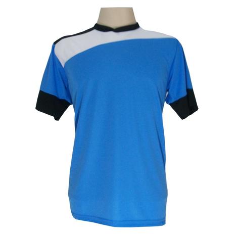 Jogo de Camisa com 14 unidades modelo Sporting Celeste/Branco/Preto + 1 Goleiro + Brindes - Gazza Menor preço em Jogo de Camisa com 14 unidades modelo Sporting Celeste/Branco/Preto + 1 Goleiro + Brindes - Gazza