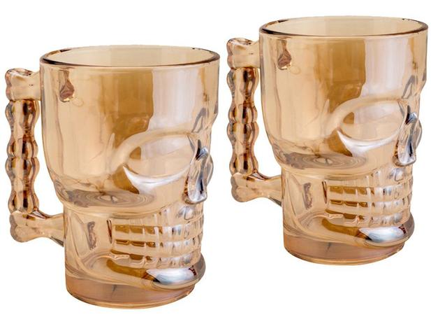 Jogo de Canecas de Chopp e Cerveja de Vidro - 510ml Lyor Caveira Rock Style 2 Peças Menor preço em Jogo de Canecas de Chopp e Cerveja de Vidro - 510ml Lyor Caveira Rock Style 2 Peças