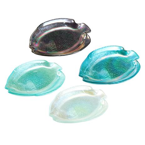 Jogo De Centro De Mesa Deep Sea Peixe 4 Pecas Em Vidro L15,5Xp12Xa2Cm Cor Azul - 24121 - L hermitage é boa?