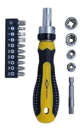 Jogo De Chave Fenda Bits Com 16 Peças Soquete Pontas Catraca marca Chevrolet é boa?