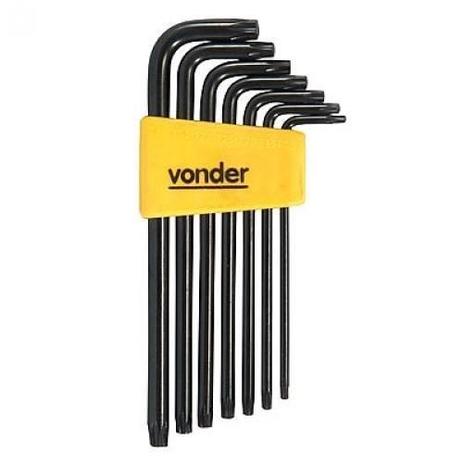 Jogo de chave hexalobular t-10 a t-40 aço cromo vanádio com 7 peças - Vonder Menor preço em Jogo de chave hexalobular t-10 a t-40 aço cromo vanádio com 7 peças - Vonder