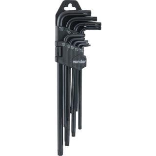 Jogo de chaves tipo torx t10-t50 longa com 9 pcs - vonder Menor preço em Jogo de chaves tipo torx t10-t50 longa com 9 pcs - vonder
