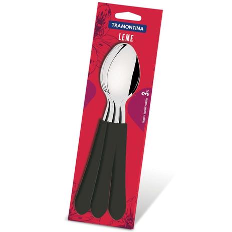 Jogo de Colheres de Mesa Inox 3 Peças Leme Tramontina 23183300 Preto Menor preço em Jogo de Colheres de Mesa Inox 3 Peças Leme Tramontina 23183300 Preto