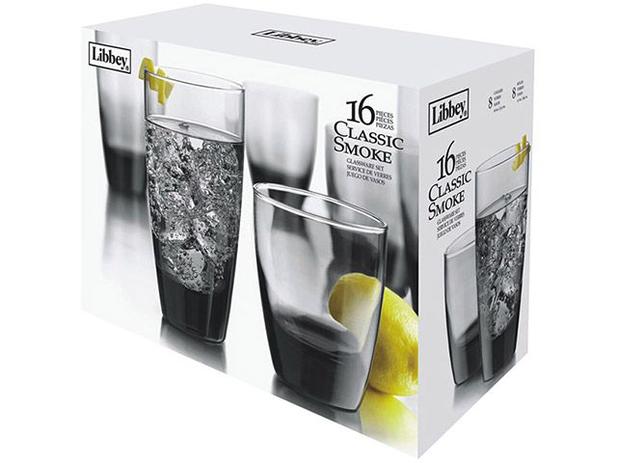 Jogo de Copos de Vidro 16 Peças - Libbey Classic Smoke