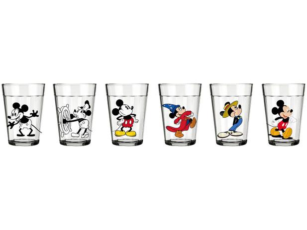 Jogo de Copos de Vidro 190ml 6 Peças Nadir - Disney Linha do Tempo Mickey 90 Anos