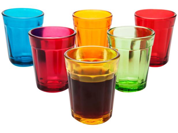 Jogo de Copos de Vidro 45ml 6 Peças - Copo Americano Color Dose Menor preço em Jogo de Copos de Vidro 45ml 6 Peças - Copo Americano Color Dose