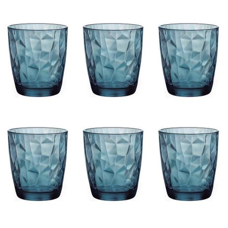 Jogo de copos em vidro baixo Bormioli Diamond 6 peças 390ml azul Menor preço em Jogo de copos em vidro baixo Bormioli Diamond 6 peças 390ml azul