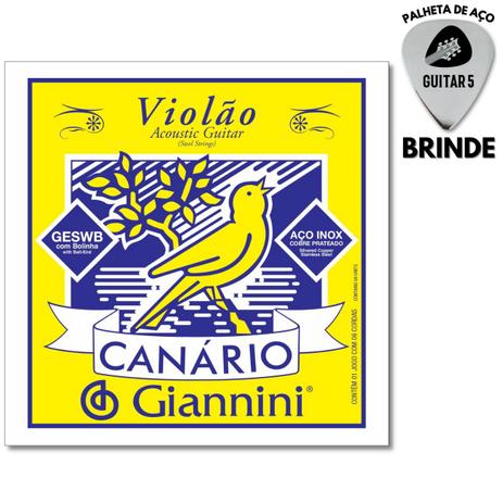 Jogo De Cordas Para Violão Aço 011 045 Canário GESWB (Aço Inox) Menor preço em Jogo De Cordas Para Violão Aço 011 045 Canário GESWB (Aço Inox)
