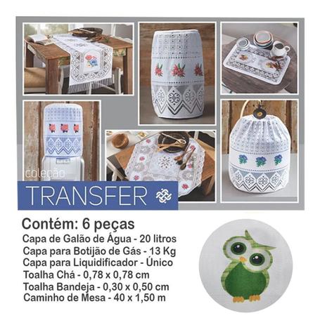 Jogo De Cozinha Estampado Renda Especial Kit 6 Pc Transfer Coruja Rendhac Textil Z Ltda No Magalu Magazine Luiza