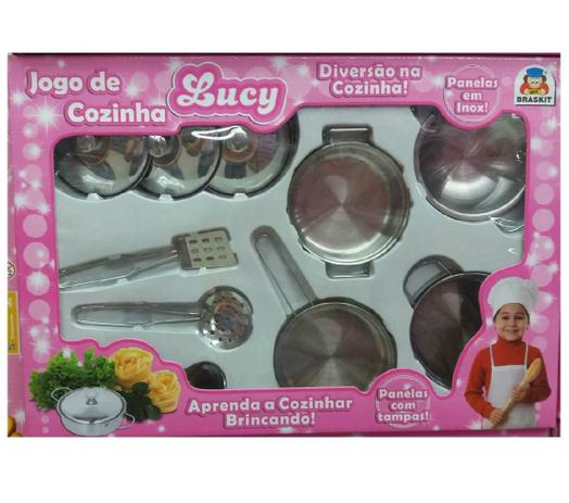 Jogo de Cozinha Lucy com 3 Panelas - Braskit Menor preço em Jogo de Cozinha Lucy com 3 Panelas - Braskit
