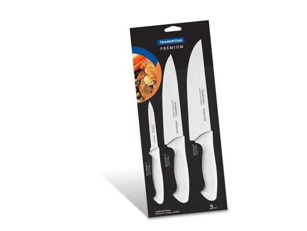 Jogo de facas 3 peças premium branco sortidos com laminas aco inox e cabos polipropileno tramontina é boa?