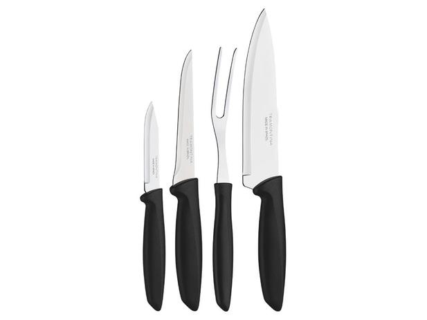Jogo de facas 4 peças plenus preto sortidos com laminas aco inox e cabos polipropileno tramontina é boa?