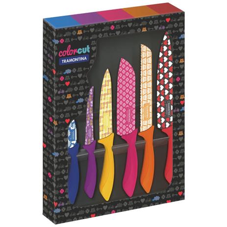 Jogo De Facas Colorcut 6 Peças Aço Inox 23099/932 Tramontina Menor preço em Jogo De Facas Colorcut 6 Peças Aço Inox 23099/932 Tramontina