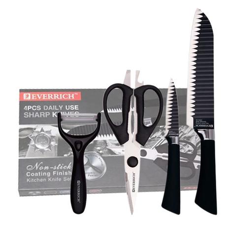 Jogo de Facas Faqueiro Gourmet Cozinha Descascador Profissional Tesoura Santoku - Ideal Menor preço em Jogo de Facas Faqueiro Gourmet Cozinha Descascador Profissional Tesoura Santoku - Ideal
