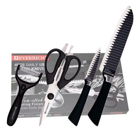 Jogo de Facas Faqueiro Gourmet Descascador Tesoura Cozinha Profissional Santoku - Braslu Menor preço em Jogo de Facas Faqueiro Gourmet Descascador Tesoura Cozinha Profissional Santoku - Braslu