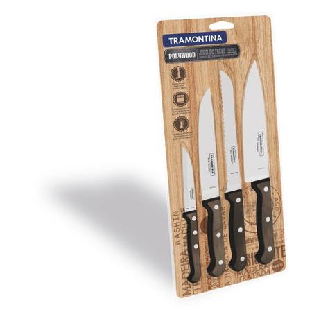 Jogo de Facas Inox 4 Peças Polywood - Tramontina Menor preço em Jogo de Facas Inox 4 Peças Polywood - Tramontina