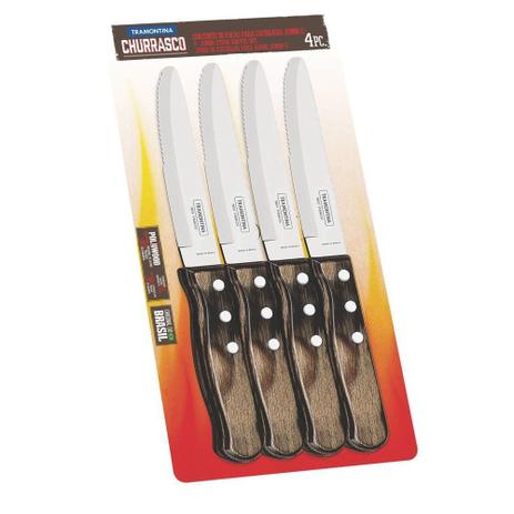 Jogo de Facas Jumbo Inox 4 Peças Polywood Castanho - Tramontina Menor preço em Jogo de Facas Jumbo Inox 4 Peças Polywood Castanho - Tramontina
