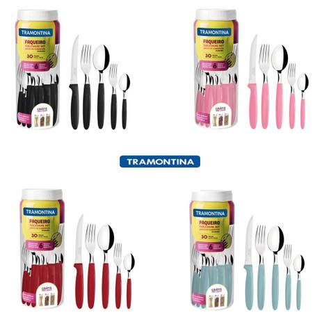 Jogo de Faqueiro talheres Tramontina Inox Ipanema - 30 Peças Cores Menor preço em Jogo de Faqueiro talheres Tramontina Inox Ipanema - 30 Peças Cores