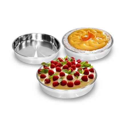 Jogo De Formas Em Aço Inox 3 Peças 24 28 e 32 cm 3113KH - Kehome Menor preço em Jogo De Formas Em Aço Inox 3 Peças 24 28 e 32 cm 3113KH - Kehome