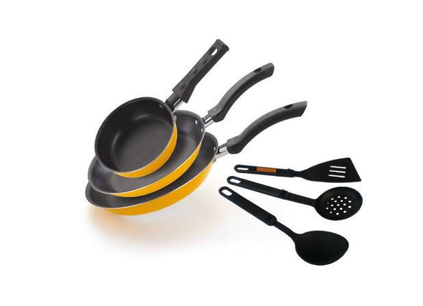 Jogo De Frigideiras Antiaderente 6 Peças Com Kit Espátulas Anúncio com variação - Alumínio Nacional Menor preço em Jogo De Frigideiras Antiaderente 6 Peças Com Kit Espátulas Anúncio com variação - Alumínio Nacional