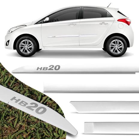 Jogo de Friso Lateral Facão HB20 Hatch 2012 a 2014 Branco com Grafia Tipo Borrachão - Zp Menor preço em Jogo de Friso Lateral Facão HB20 Hatch 2012 a 2014 Branco com Grafia Tipo Borrachão - Zp