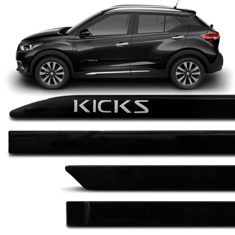 Jogo de Friso Lateral Facão Kicks 2017 a 2019 Preto Premium com Grafia Tipo Borrachão - Zp Menor preço em Jogo de Friso Lateral Facão Kicks 2017 a 2019 Preto Premium com Grafia Tipo Borrachão - Zp