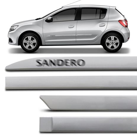 Jogo de Friso Lateral Facão Sandero 2015 a 2019 Prata Étoile com Grafia Tipo Borrachão - Zp Menor preço em Jogo de Friso Lateral Facão Sandero 2015 a 2019 Prata Étoile com Grafia Tipo Borrachão - Zp