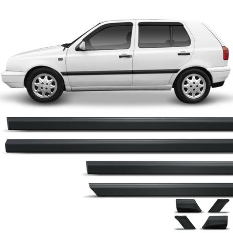 Jogo de Friso Lateral Golf 1995 a 1998 4 Portas Preto Tipo Borrachão ABS Resistente Fácil Aplicação - Sanfris Menor preço em Jogo de Friso Lateral Golf 1995 a 1998 4 Portas Preto Tipo Borrachão ABS Resistente Fácil Aplicação - Sanfris