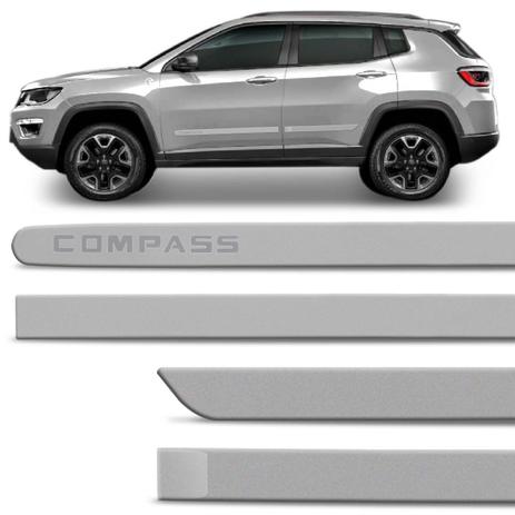 Jogo De Friso Lateral Jeep Compass 2017 A 2019 Prata Melfi Cor Original Grafia Dupla Face - Zp Menor preço em Jogo De Friso Lateral Jeep Compass 2017 A 2019 Prata Melfi Cor Original Grafia Dupla Face - Zp