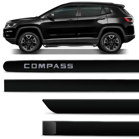 Jogo De Friso Lateral Jeep Compass 2017 A 2019 Preto Shadow Cor Original Grafia Dupla Face - Zp Menor preço em Jogo De Friso Lateral Jeep Compass 2017 A 2019 Preto Shadow Cor Original Grafia Dupla Face - Zp