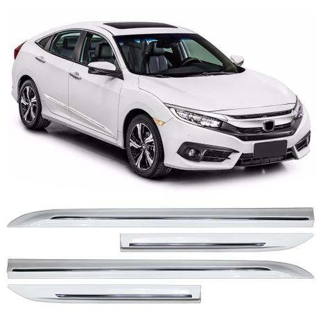 Jogo de Friso Lateral New Civic 2017 a 2019 Branco Taffeta - Sean car Menor preço em Jogo de Friso Lateral New Civic 2017 a 2019 Branco Taffeta - Sean car