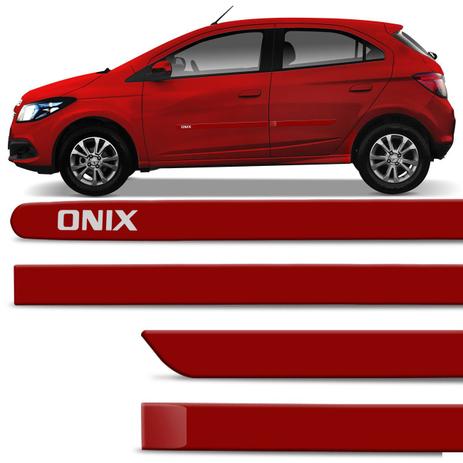 Menor preço em Jogo De Friso Lateral Onix 2012 A 2019 Vermelho Pepper Cor Original Grafia Dupla Face - Zp