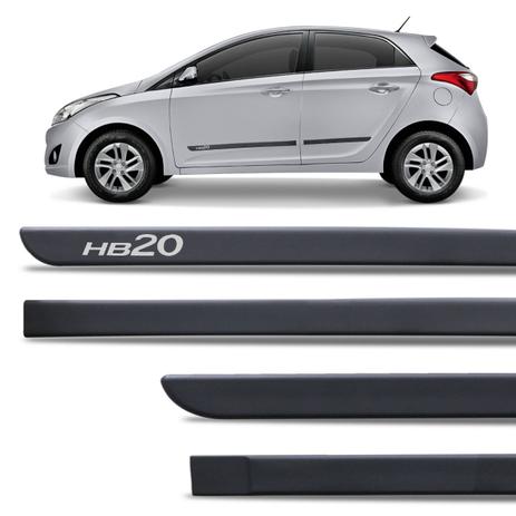 Jogo de Friso Lateral Tipo Borrachão Hyundai HB20 Preto Fosco Grafia Personalizada - Inbraca Menor preço em Jogo de Friso Lateral Tipo Borrachão Hyundai HB20 Preto Fosco Grafia Personalizada - Inbraca