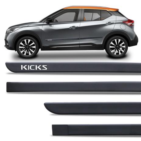 Jogo de Friso Lateral Tipo Borrachão Nissan Kicks Preto Fosco Grafia Personalizada - Inbraca Menor preço em Jogo de Friso Lateral Tipo Borrachão Nissan Kicks Preto Fosco Grafia Personalizada - Inbraca