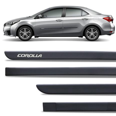Jogo de Friso Lateral Tipo Borrachão Toyota Corolla Preto Fosco Grafia Personalizada - Inbraca Menor preço em Jogo de Friso Lateral Tipo Borrachão Toyota Corolla Preto Fosco Grafia Personalizada - Inbraca