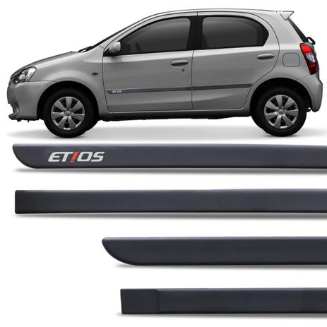 Jogo de Friso Lateral Tipo Borrachão Toyota Etios Preto Fosco Grafia Personalizada - Inbraca Menor preço em Jogo de Friso Lateral Tipo Borrachão Toyota Etios Preto Fosco Grafia Personalizada - Inbraca