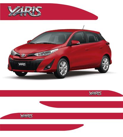 Jogo de Frisos Laterais SLIM Yaris Vermelho Super c/ Nome Cromado Alto Relevo - Flash é boa?