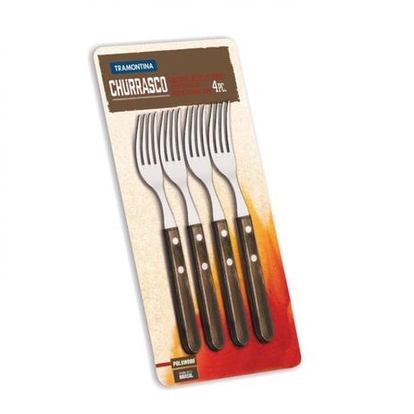 Menor preço em Jogo de Garfos Jumbo 4 Peças Inox Polywood Tramontina Tabaco