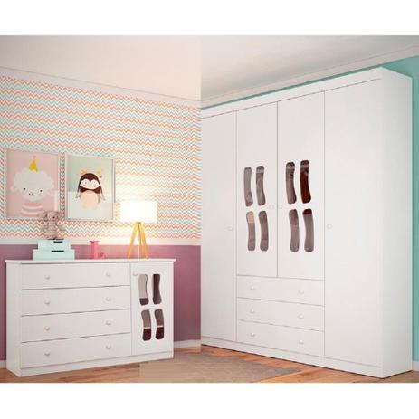 Jogo De Guarda Roupa 04 Portas Cômoda Letícia - Phoenix Baby Menor preço em Jogo De Guarda Roupa 04 Portas Cômoda Letícia - Phoenix Baby