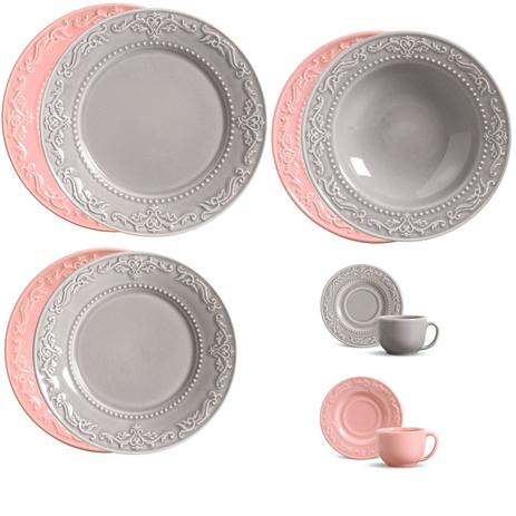 Jogo de Jantar Rosa e Cinza Porto Brasil Acanthus 30 Peças Menor preço em Jogo de Jantar Rosa e Cinza Porto Brasil Acanthus 30 Peças