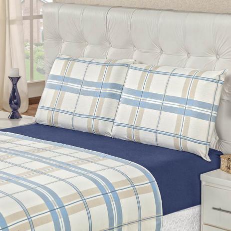 Jogo de Lençol Queen Malha 100 Algodão 4 Peças - Xadrez Azul - Bia enxovais é boa?