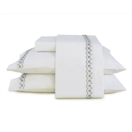 Jogo de Lençol Super King 4 peças Branco Bordado Prata - Percalle Roupas de Cama é boa?