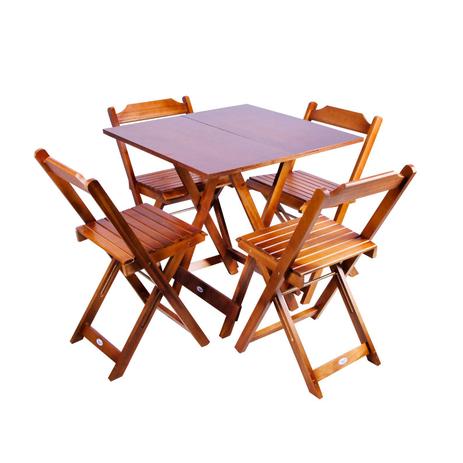 Jogo De Mesa 70x70 Com 4 Cadeiras Dobráveis De Madeira Cor Imbuia - Móveis Britz é boa?