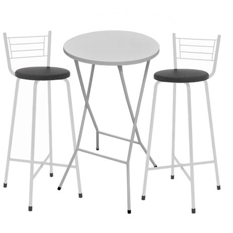 Jogo de Mesa Alta Bar Bistrô c/ 2 Bancos/Banquetas Alta c/ Encosto p/ Bar Cozinha - Elite aço / açomix Menor preço em Jogo de Mesa Alta Bar Bistrô c/ 2 Bancos/Banquetas Alta c/ Encosto p/ Bar Cozinha - Elite aço / açomix
