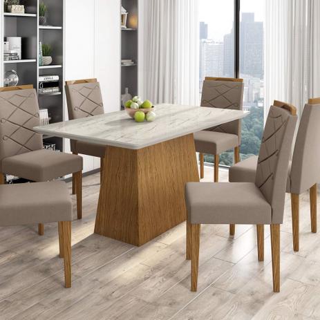 Jogo de Mesa Bárbara 160x90cm Tampo Retangular Com 6 Cadeiras Caroline Ype Carrara Cinza New Ceval Menor preço em Jogo de Mesa Bárbara 160x90cm Tampo Retangular Com 6 Cadeiras Caroline Ype Carrara Cinza New Ceval