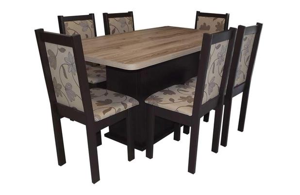 Jogo De Mesa Com 6 Cadeiras Com Pé Central 1.60 Tb/Ct Sea Moveis - Sa móveis Menor preço em Jogo De Mesa Com 6 Cadeiras Com Pé Central 1.60 Tb/Ct Sea Moveis - Sa móveis