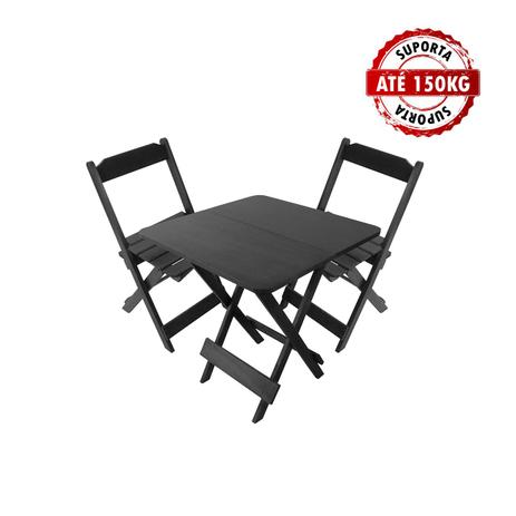 Jogo De Mesa Conjunto 2 Cadeiras Madeira 70 por 70 Dobráveis Preto - Lcg eletro Menor preço em Jogo De Mesa Conjunto 2 Cadeiras Madeira 70 por 70 Dobráveis Preto - Lcg eletro