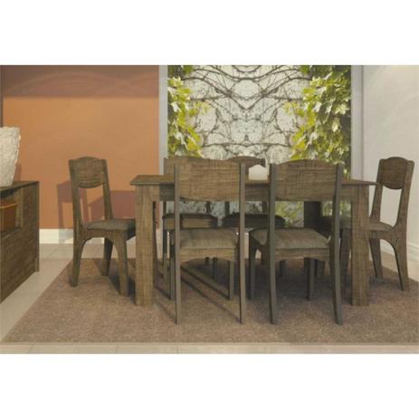 Jogo de Mesa para Sala de Jantar com 6 Cadeiras TM23 Rústico Chenile Marrom - Dalla Costa Menor preço em Jogo de Mesa para Sala de Jantar com 6 Cadeiras TM23 Rústico Chenile Marrom - Dalla Costa