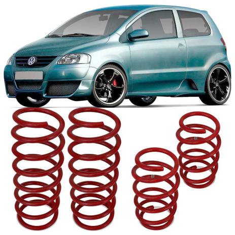Jogo de Molas Esportivas Volkswagen Fox 2003 a 2014 Suspensão em Aço Vermelho - Jjespeciais Menor preço em Jogo de Molas Esportivas Volkswagen Fox 2003 a 2014 Suspensão em Aço Vermelho - Jjespeciais